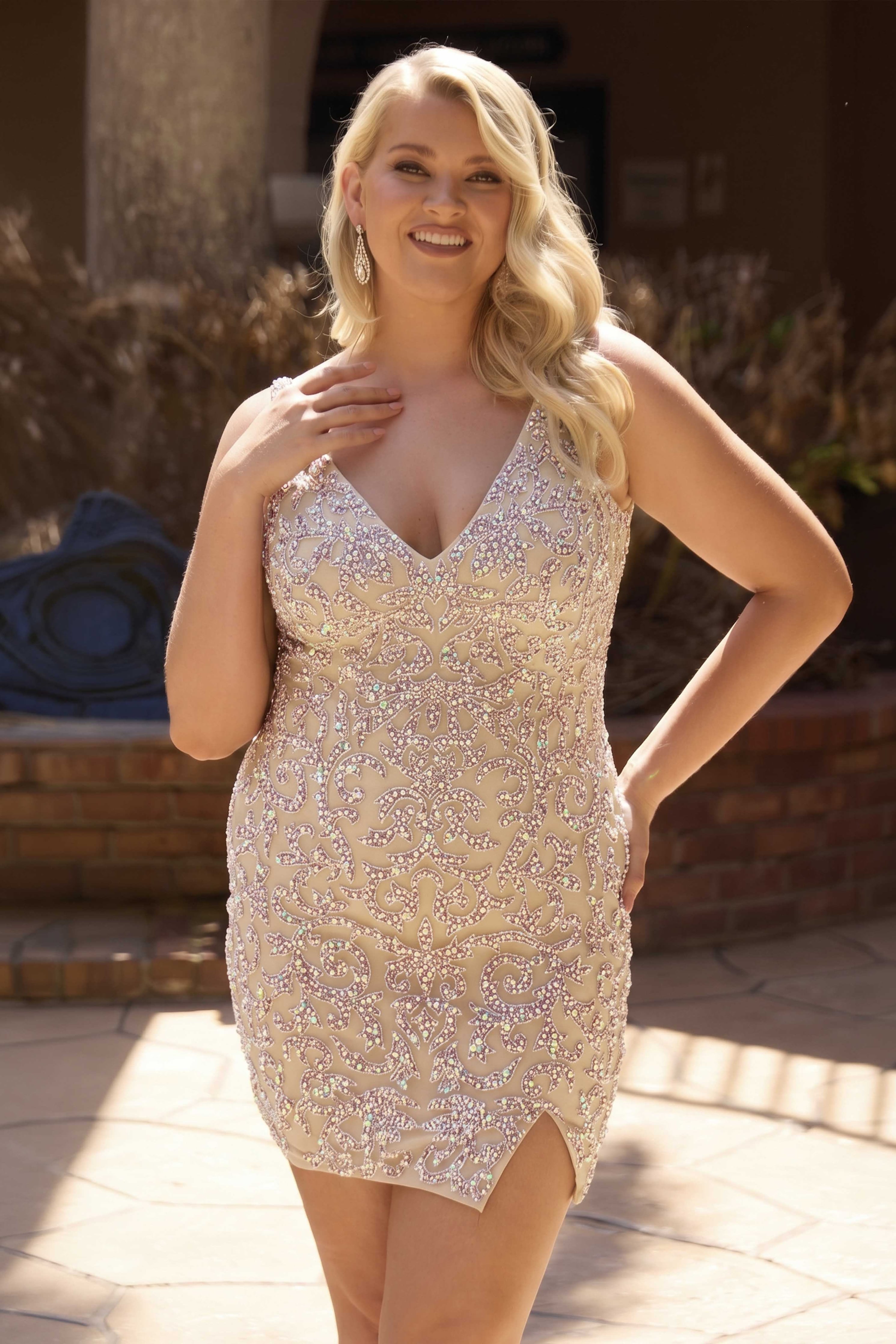 Primavera 14117 Sequin Bodycon Mini Dress – Mydressline