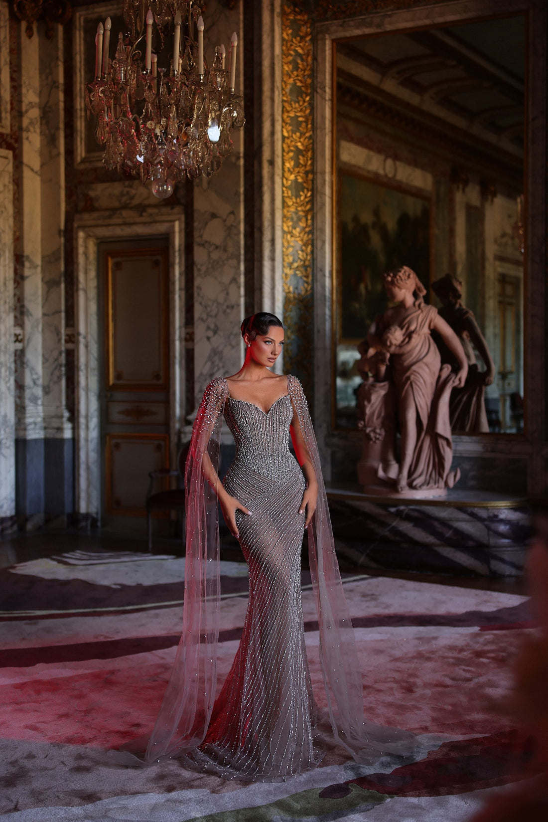 Chic et Holland HF110624 – Mermaid Beaded Gown with Open Back & Train
