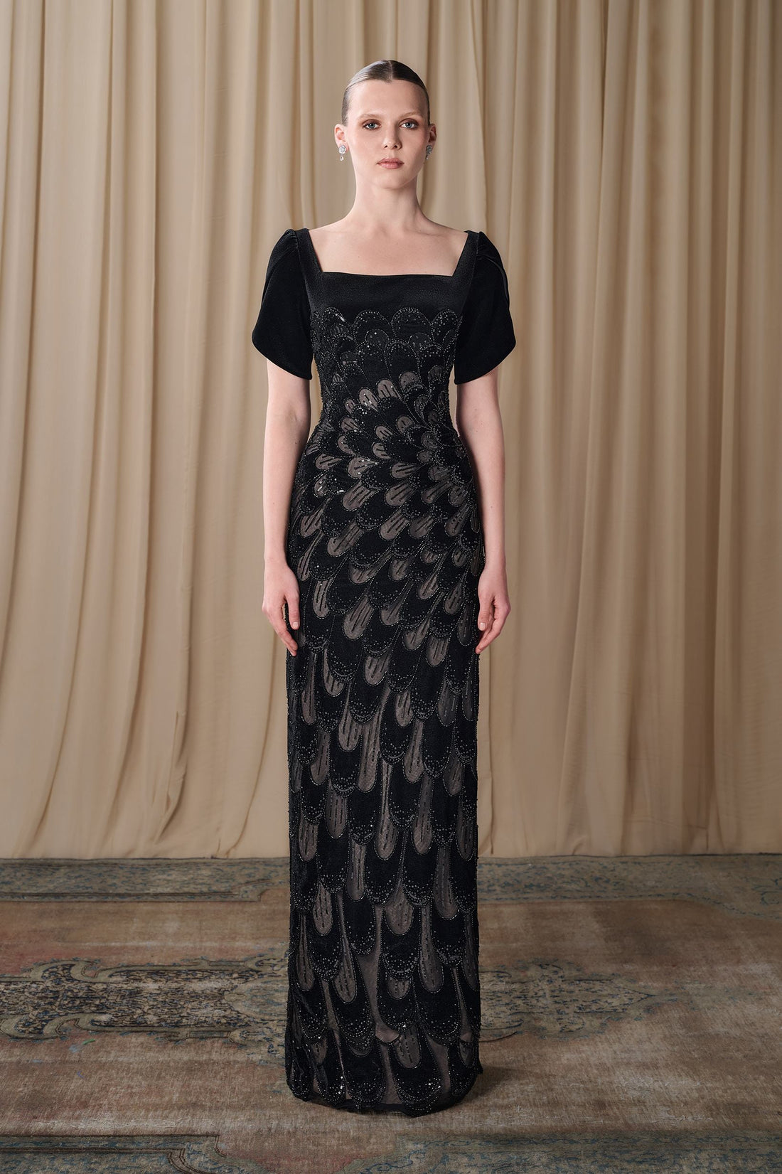 Gatti Nolli OP-8101 – Velvet Column Gown - Beaded