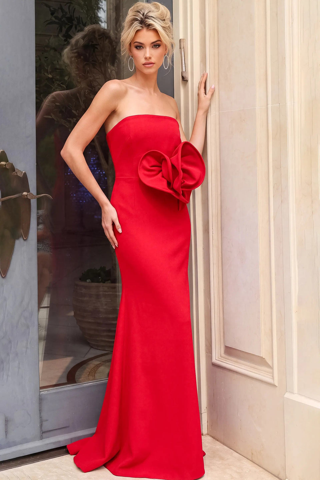 Jovani 52403 – Strapless Mermaid Gown with Bow & Train