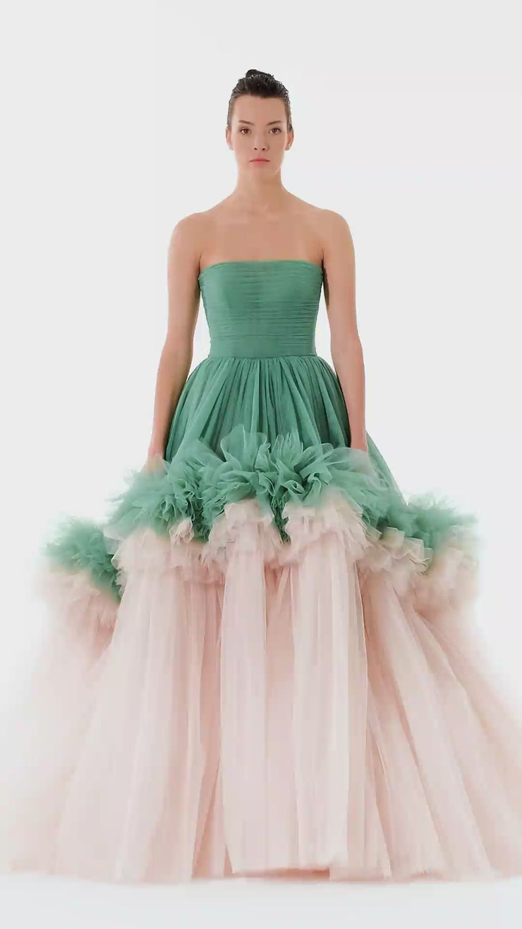 【新品未使用】 volume tulle dress Tarik Ediz 98264 Tulle A-Line Evening Dress – Mydressline