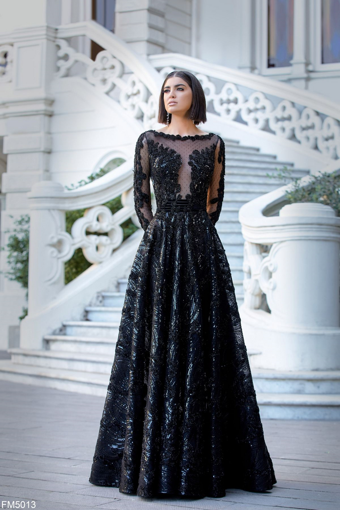 Azzure Couture FM5013 Sequin Embroidered A-Line Dress – Mydressline