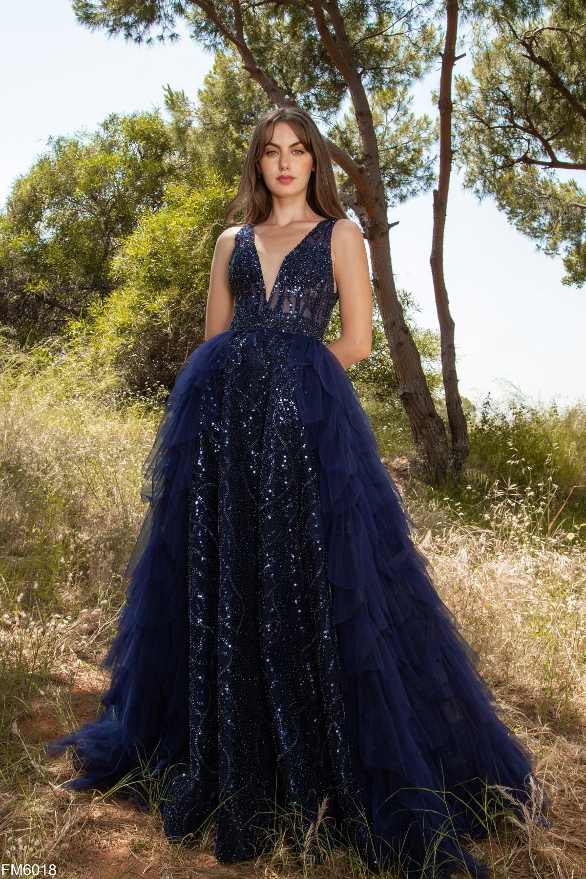 Azzure Couture FM6018 A-Line Dress: Elegant Sequin & Tulle