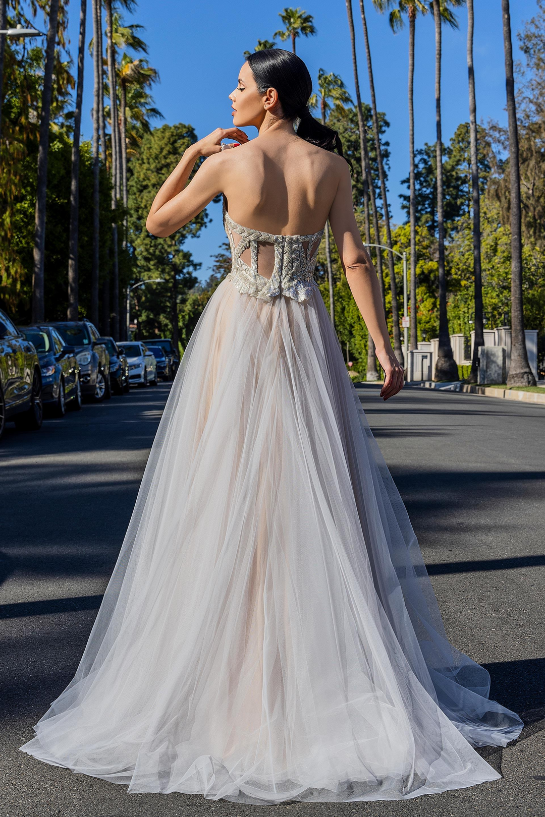 Luxurious Cristallini SKA1420 Evening Dress - Handmade Italian Embroidery Mydressline Luxurious Cristallini SKA1420 Evening Dress - Handmade Italian Embroidery Mydressline
