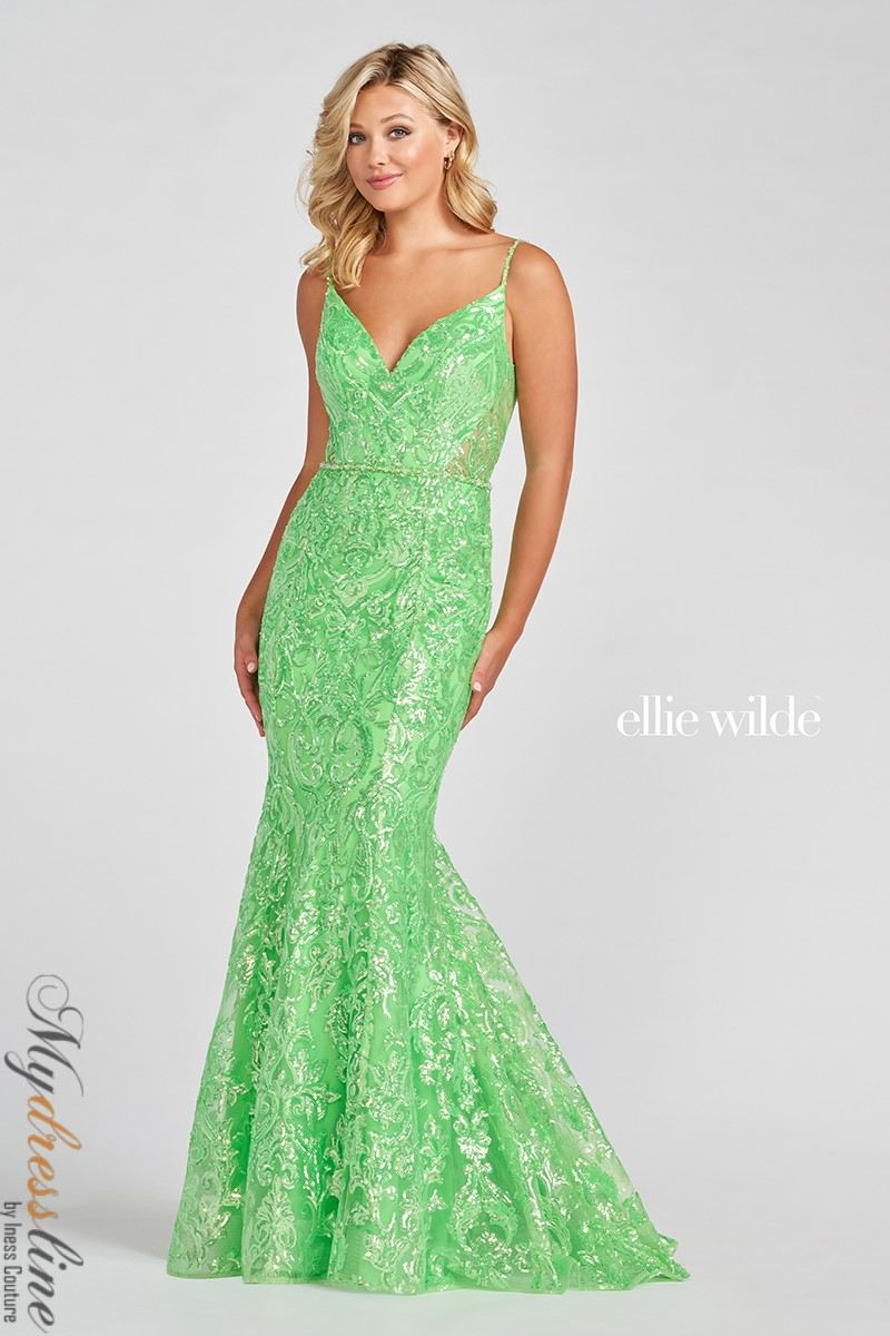 Ellie Wilde EW122022 Mermaid Style Sequin Prom Dress Mydressline Ellie Wilde EW122022 Mermaid Style Sequin Prom Dress Mydressline