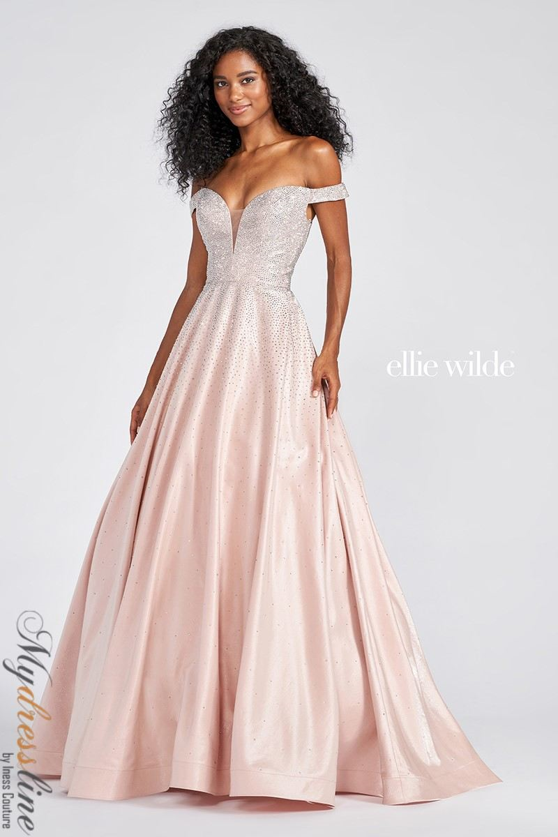 Ellie Wilde EW122106 Satin Prom Dress with Stunning Beadwork Mydressline Ellie Wilde EW122106 Satin Prom Dress with Stunning Beadwork Mydressline
