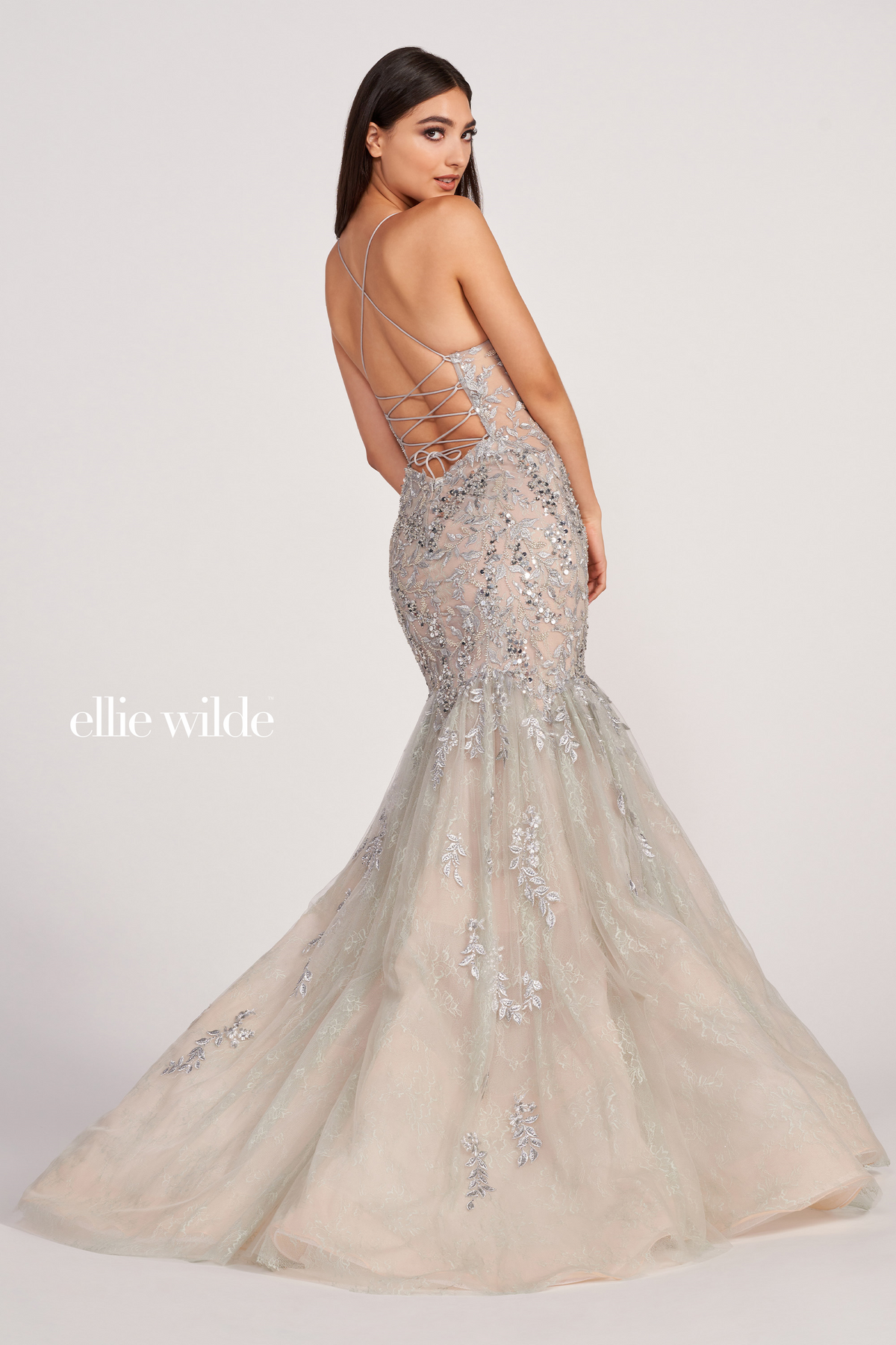 Ellie Wilde EW34064 Tulle Evening Dress with Beading & Embroidery