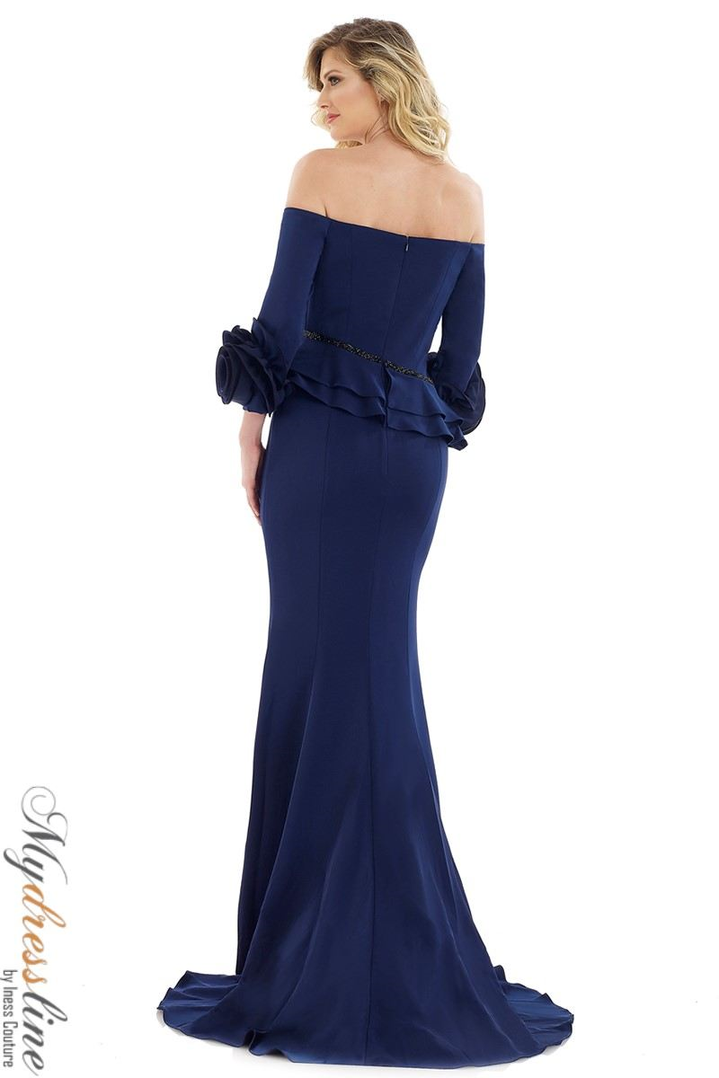 Gia Franco 12983 Crepe Evening Dress with Off Shoulder Neckline 