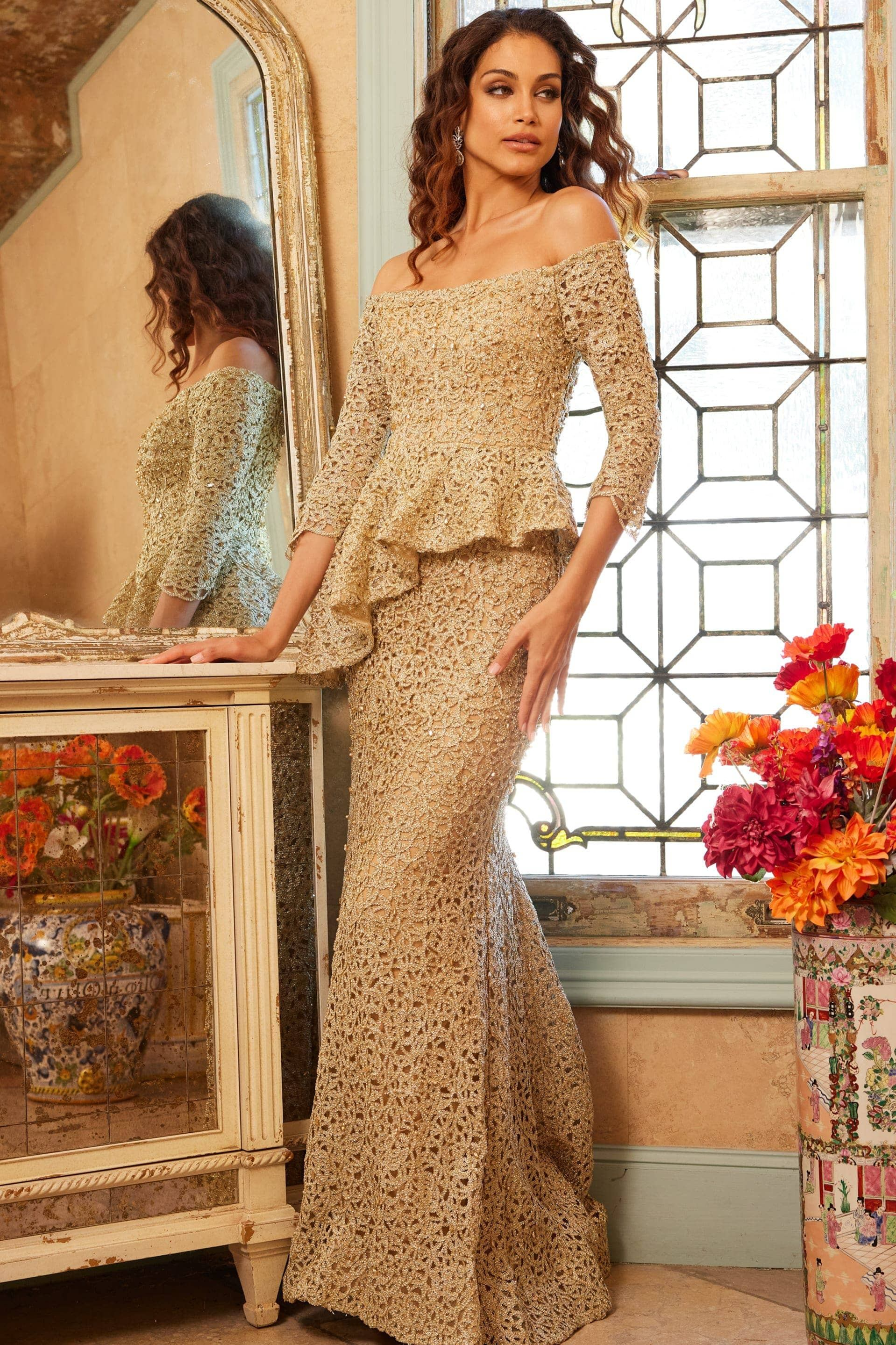Jovani 00455 Off-Shoulder Lace Mermaid Gown – Mydressline
