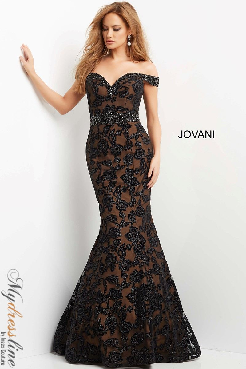 jovani black mermaid prom dress Jovani 44414 - Long Metallic Mesh Mermaid Dress