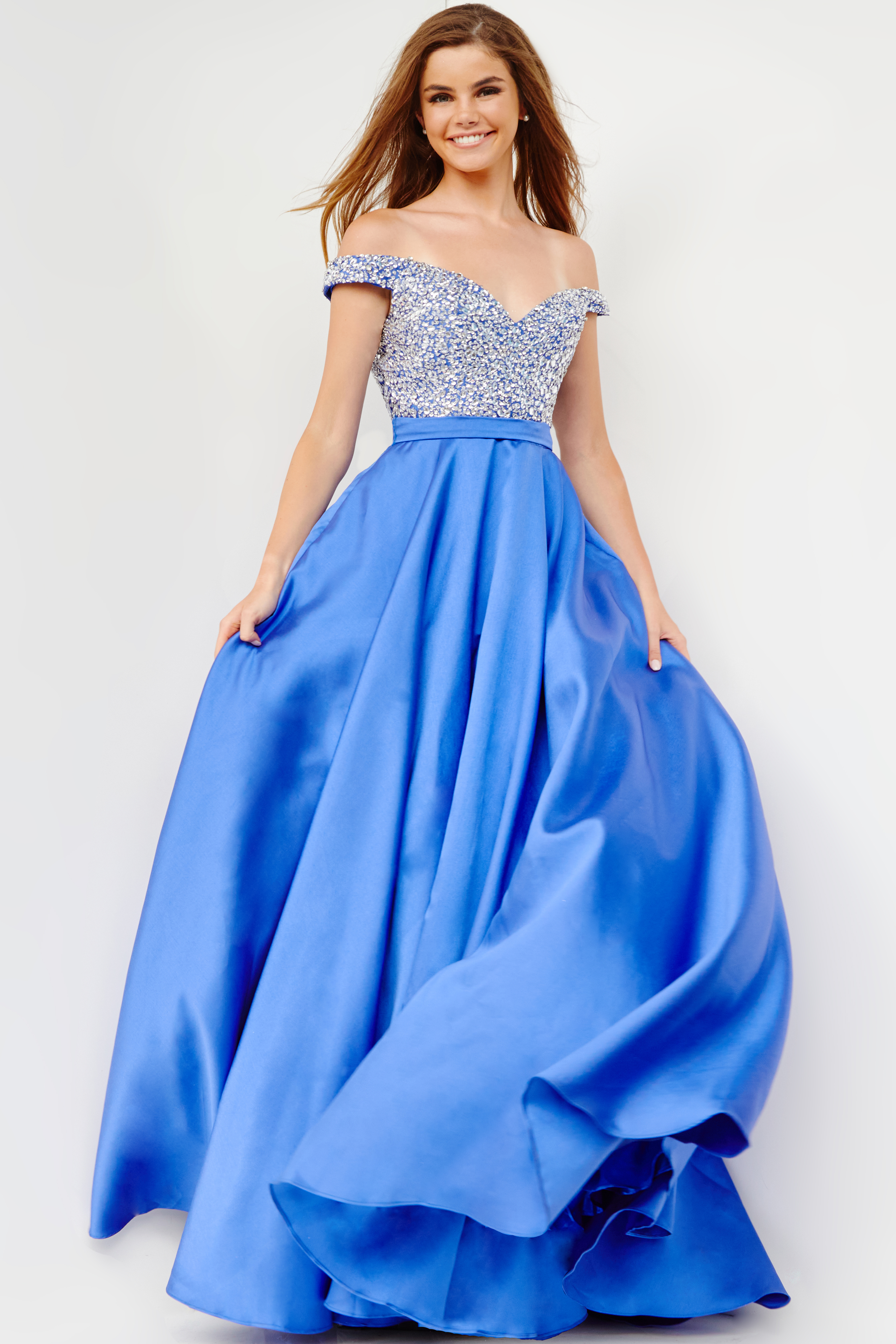 Jovani JVN08474 Elegant Off-Shoulder Gown – Mydressline