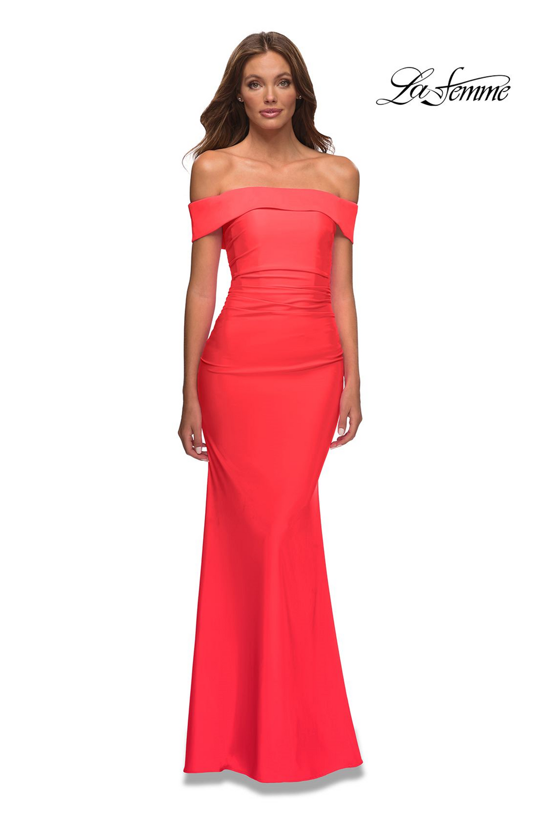 La Femme 30421 Evening Dress - Strapless, Off-Shoulder, Body-Hugging Mydressline La Femme 30421 Evening Dress - Strapless, Off-Shoulder, Body-Hugging Mydressline
