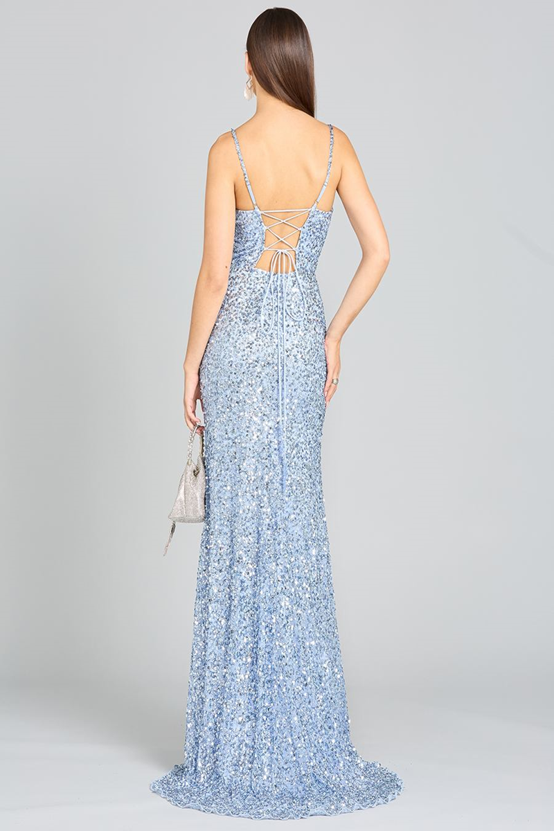 Lara 29310 Sequin Mermaid Evening Dress with Lace-Up Back Mydressline Lara 29310 Sequin Mermaid Evening Dress with Lace-Up Back Mydressline