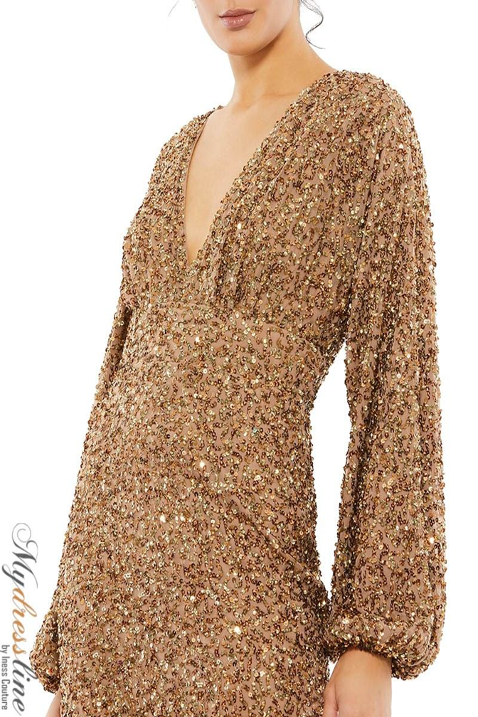 Mac Duggal 10791 Beaded Evening Gown - Almond Glamour Mydressline Mac Duggal 10791 Beaded Evening Gown - Almond Glamour Mydressline