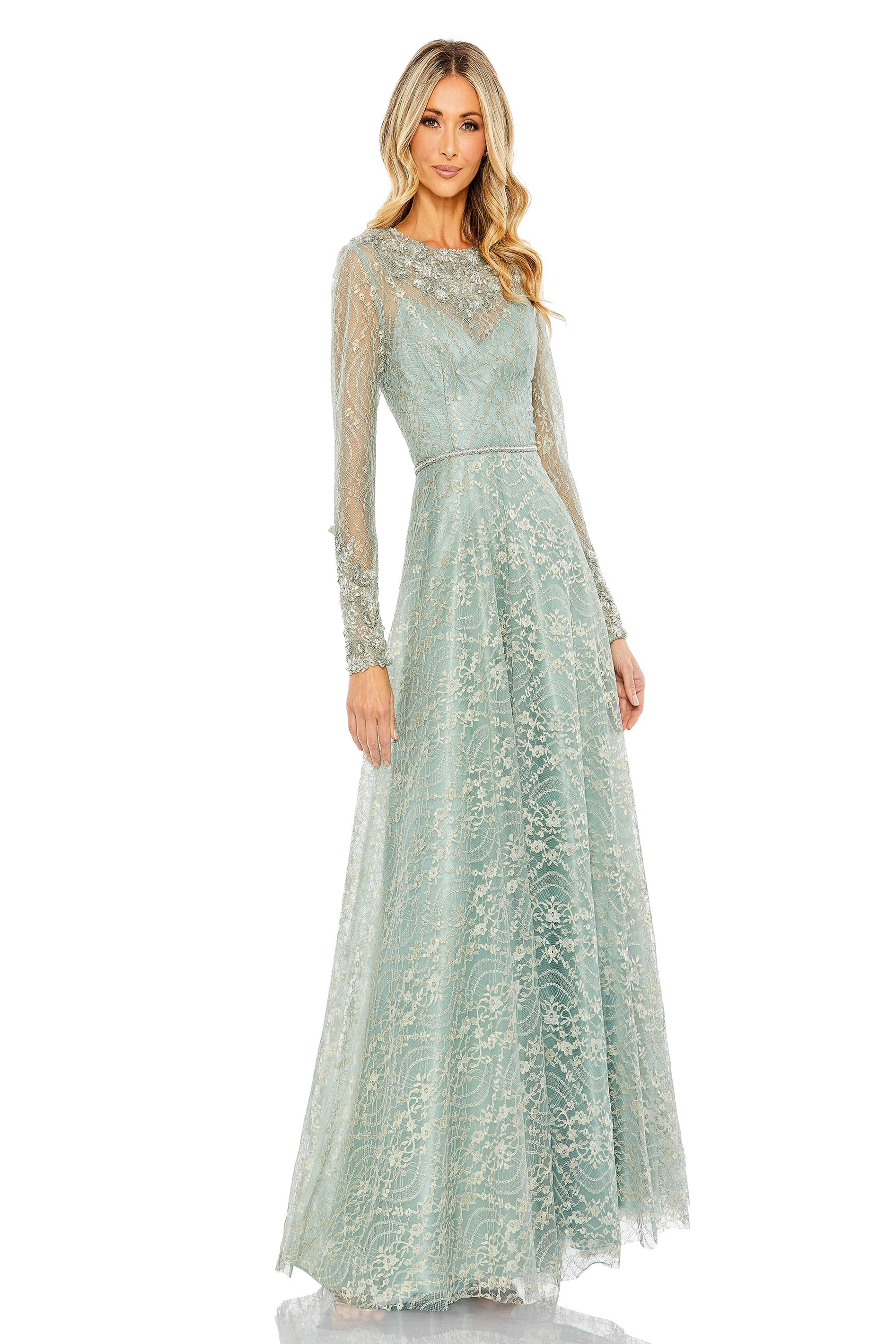 Mac Duggal 11235 A-Line Lace Gown for Special Events – Mydressline