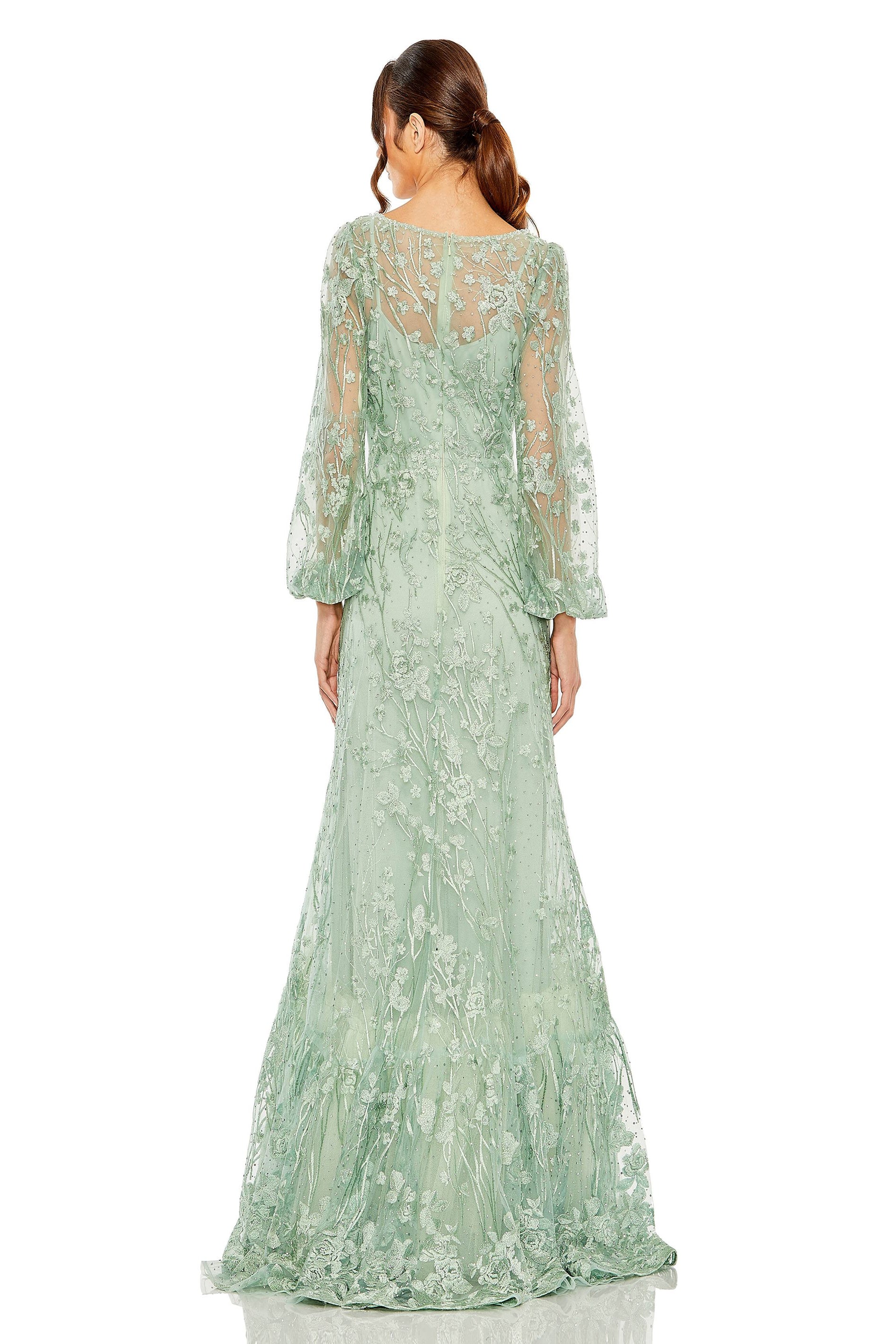 【Mac Duggal】Black☆エレガント 装飾 パフスリーブ MIDIドレス Black A-Line Shift Dress with Feather Trim - Mac Duggal