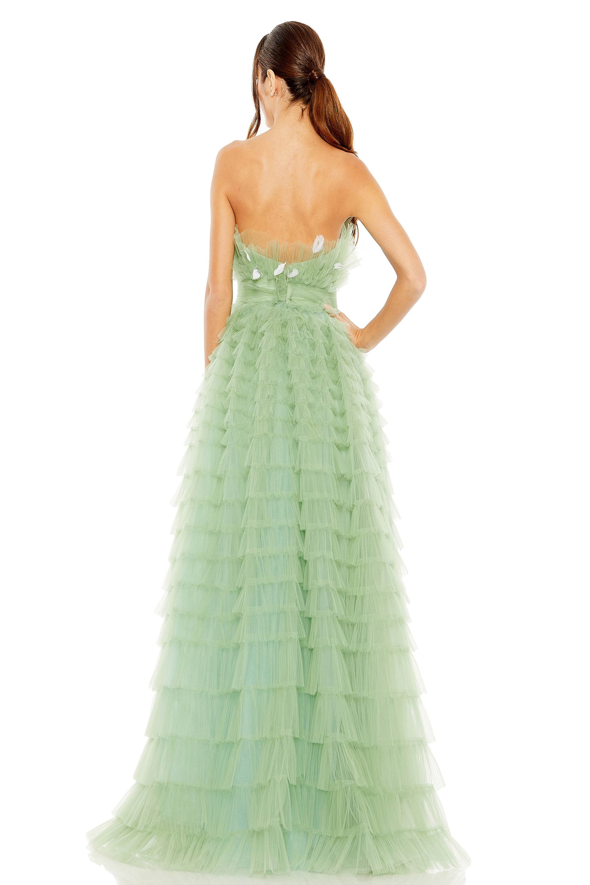 ★Mac Duggal★ Green メッシュ ロングスリーブ Aラインドレス ☆Mac Duggal☆ Green メッシュ ロングスリーブ Aラインドレス