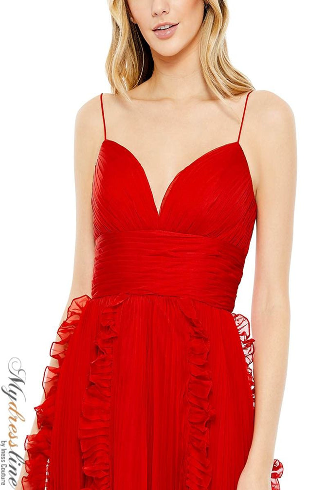 Mac Duggal 49533 Chiffon A Line Dress with Ruffle Accents Mydressline
