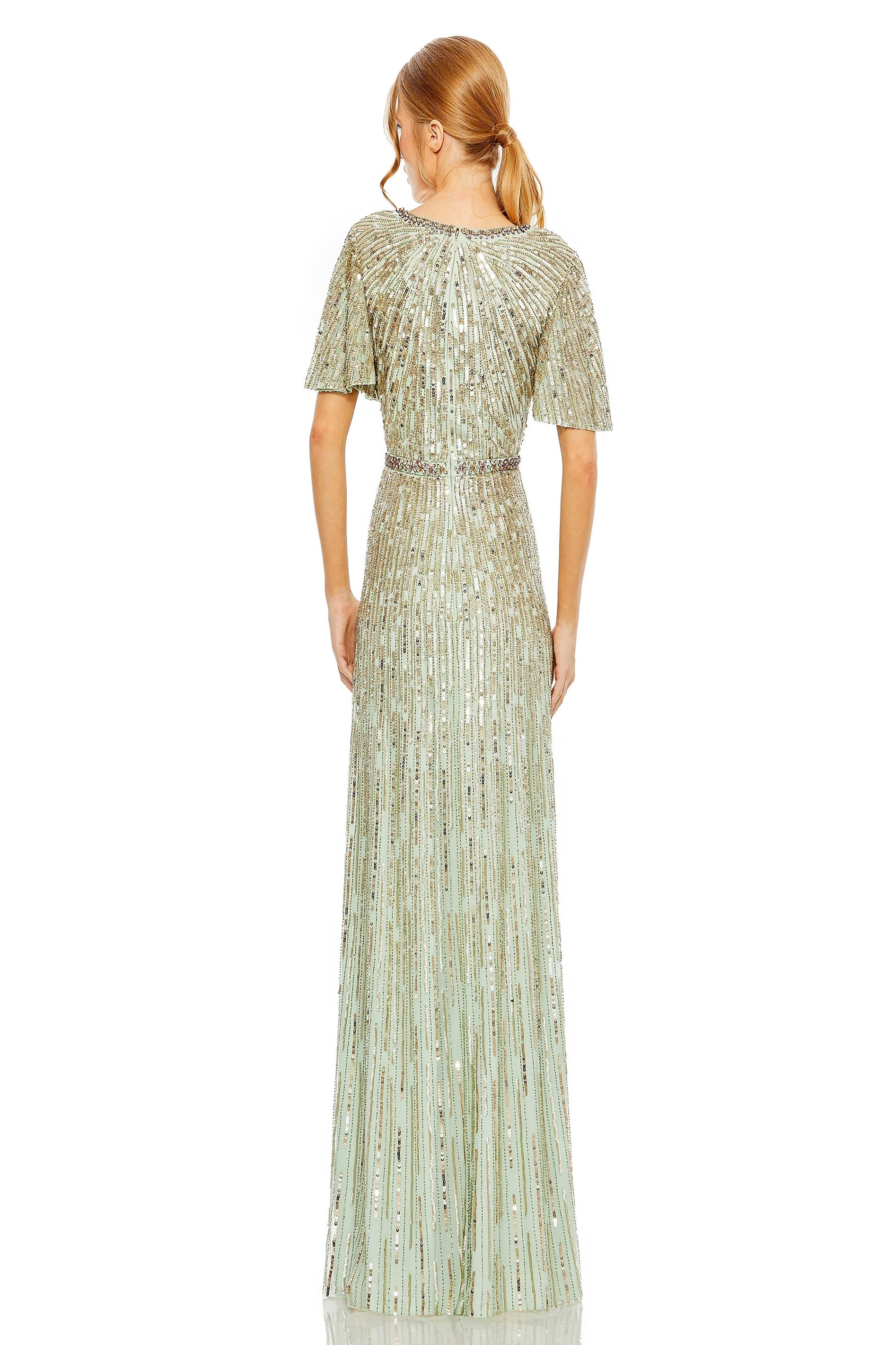 Mac Duggal 5538 Sequin V-Neck Column Dress – Mydressline