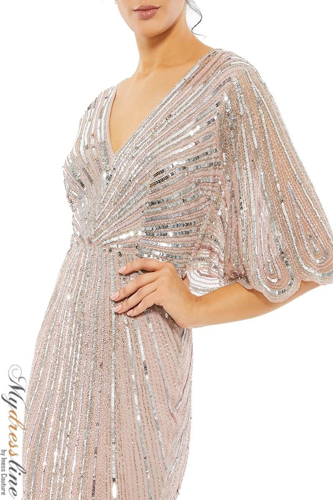Mac Duggal 93583: Luxe Column Gown with Cape Sleeves  Mydressline