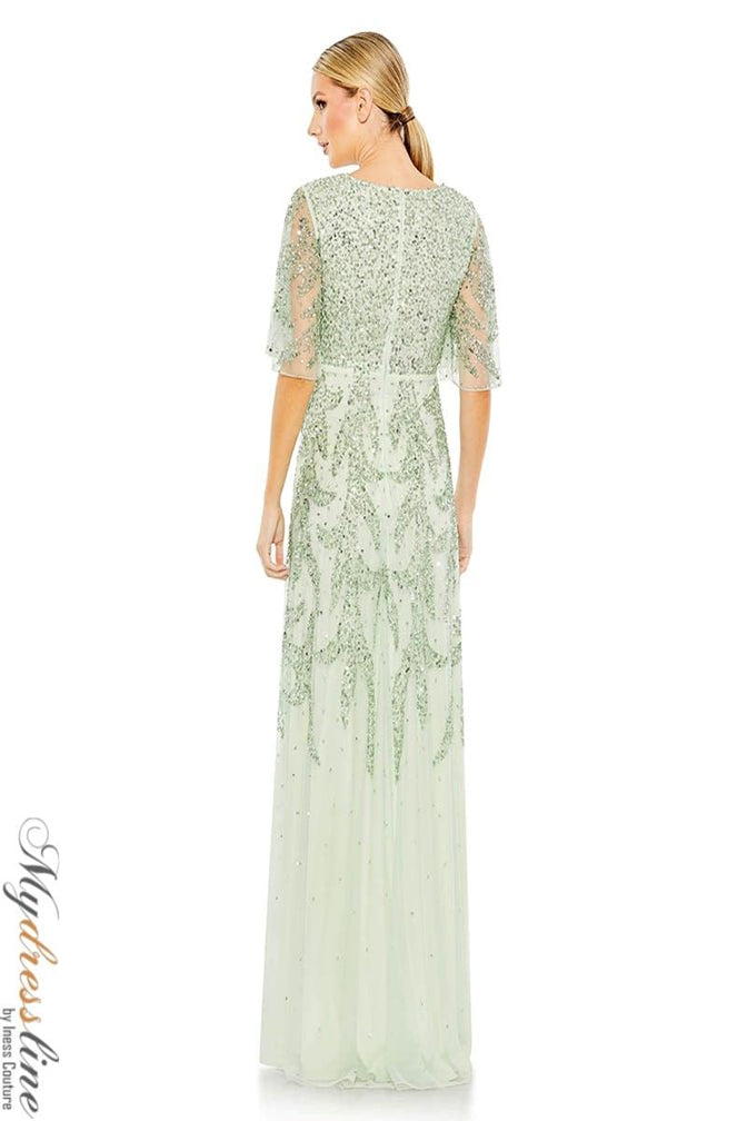 Mac Duggal 93681 V-Neck Beaded Chiffon High-Low Dress