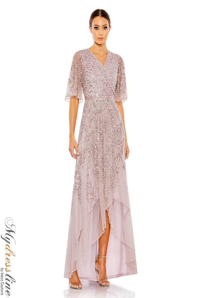 Mac duggal beaded collar jersey gown top