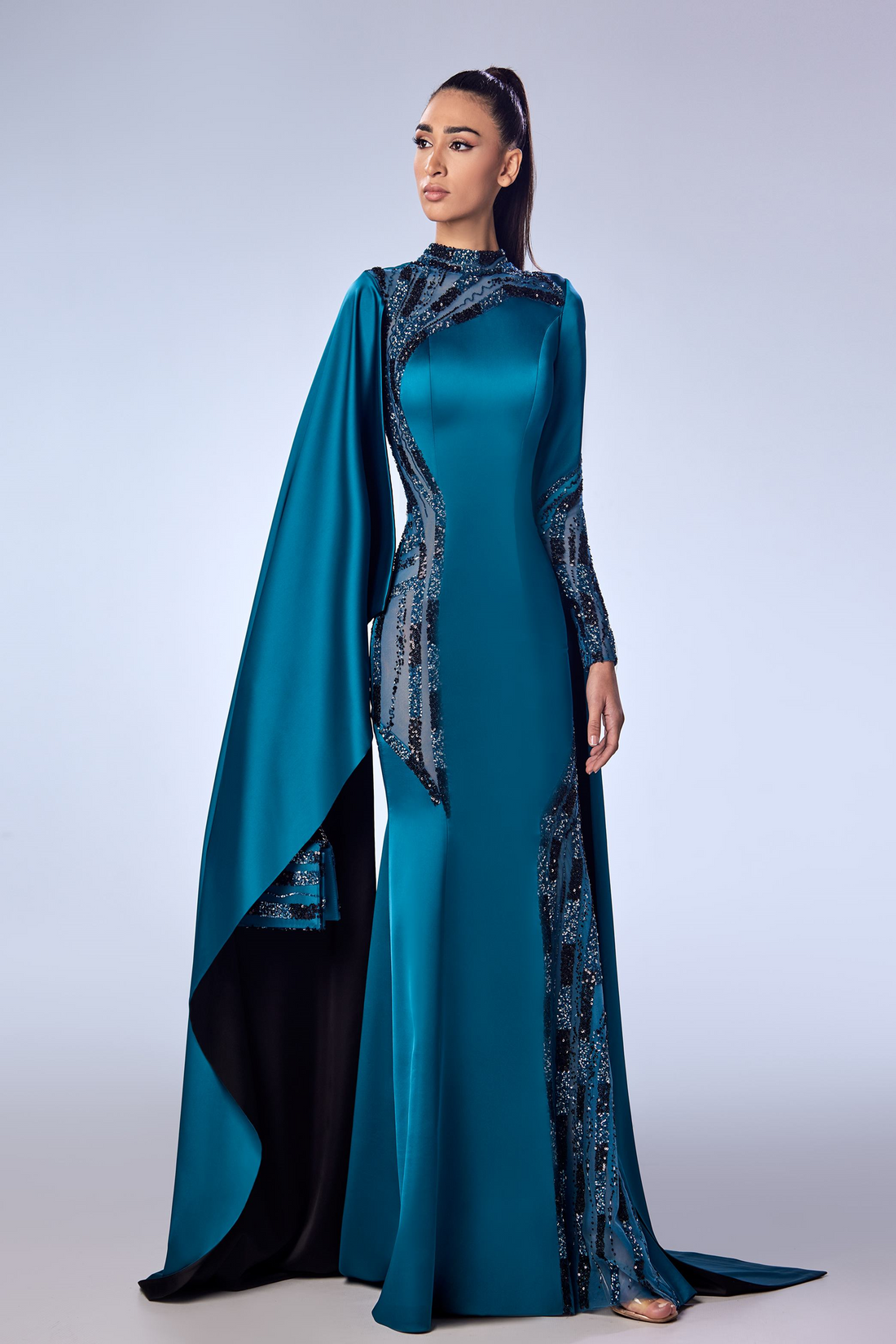 Reverie Couture FW51 – Satin Column Gown with Beading
