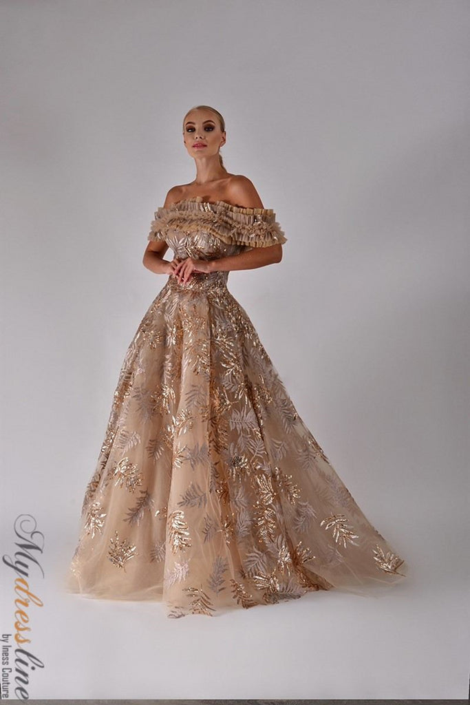 Sara off deals shoulder gown