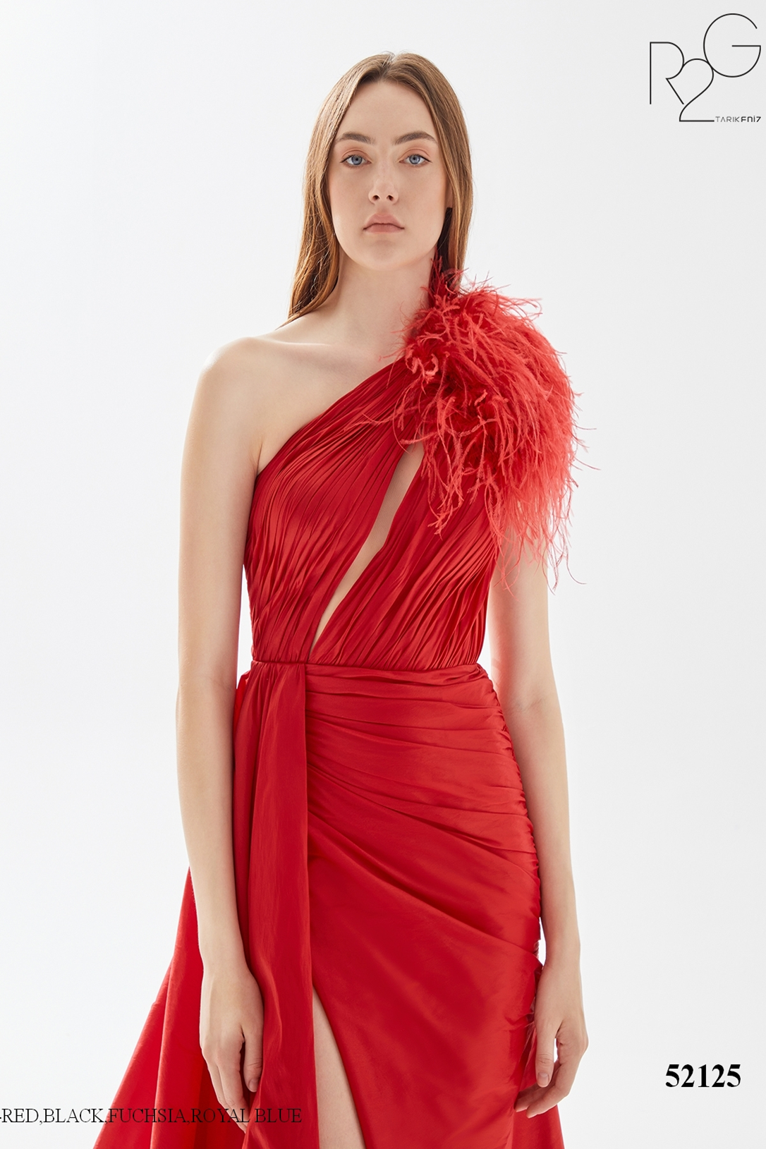 Luxurious Taffeta Evening Dress with Feather Detailing – Mydressline