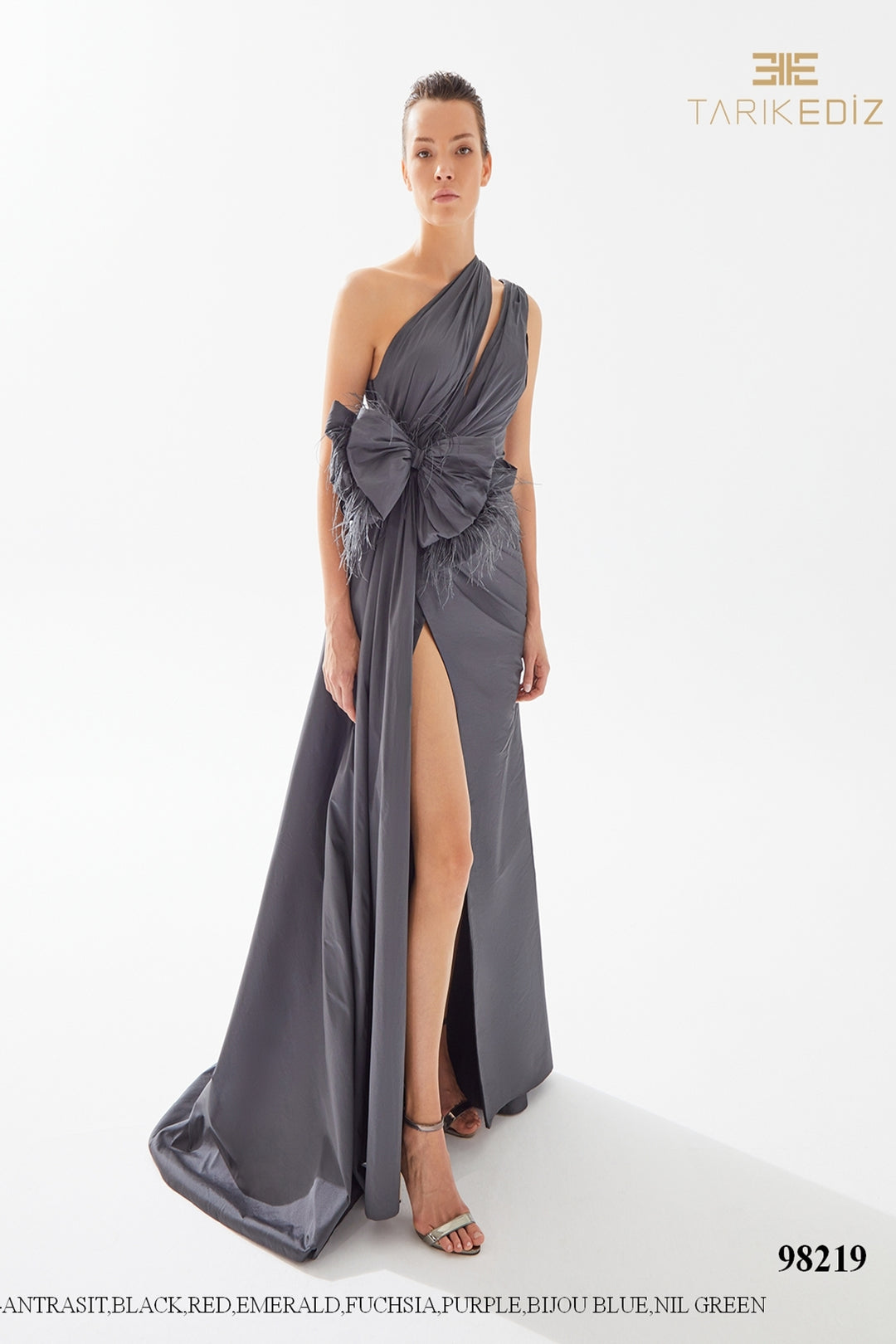 Tarik Ediz 98219 A-Line Evening Dress with Bow Mydressline Tarik Ediz 98219 A-Line Evening Dress with Bow Mydressline