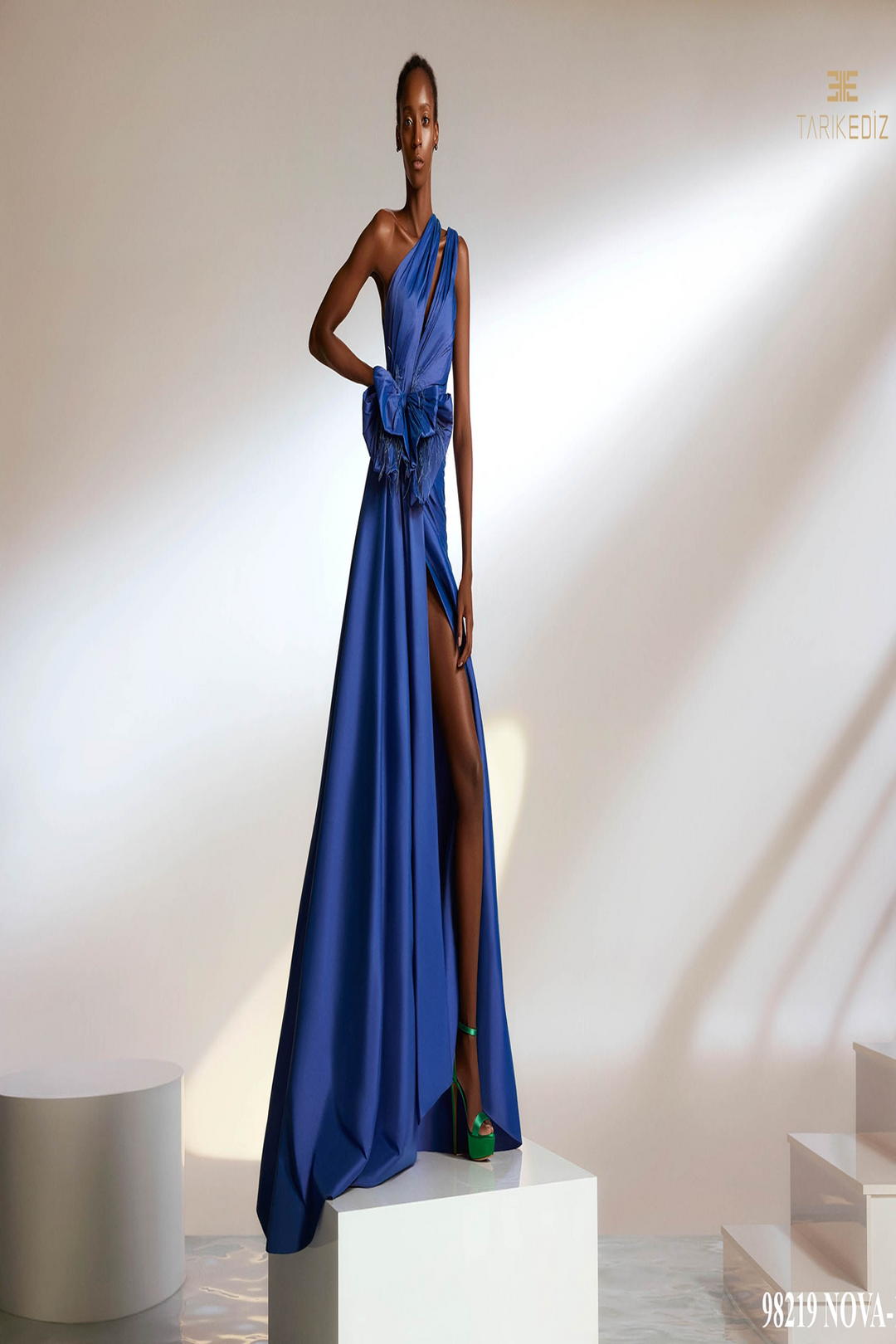 Tarik Ediz 98219 A-Line Evening Dress with Bow Mydressline Tarik Ediz 98219 A-Line Evening Dress with Bow Mydressline