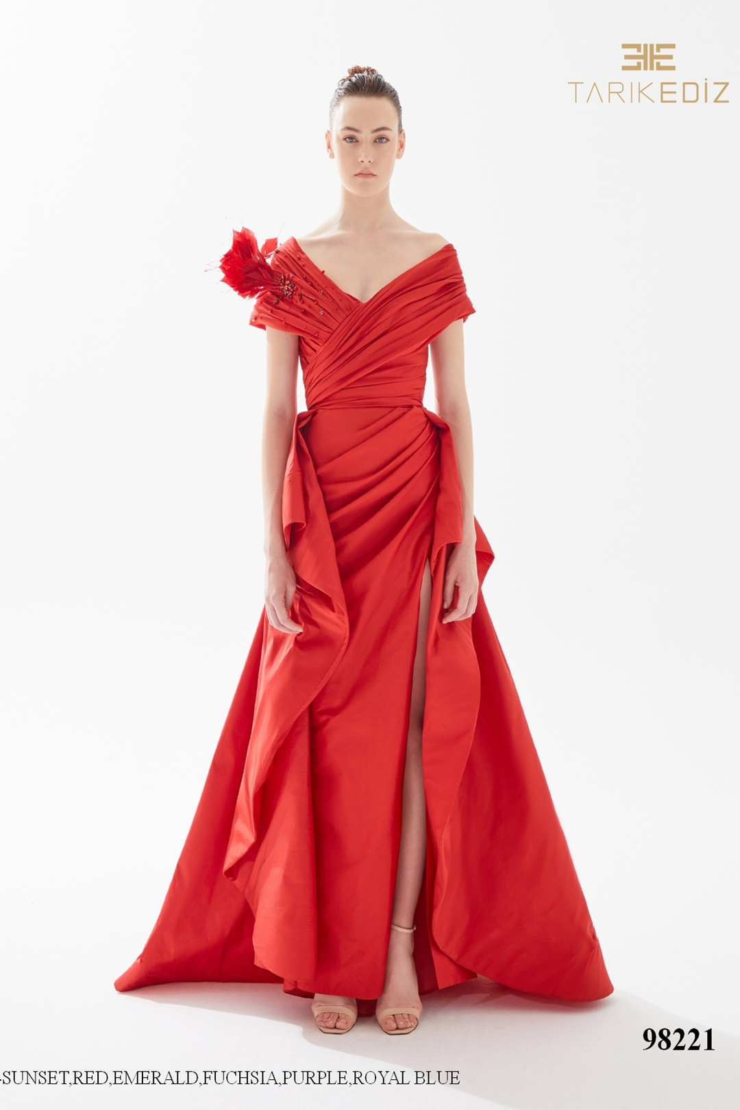 tarik ediz red dress Tarik Ediz Gown 93627 Dress Prom Formal Engagement Designer Red Lace
