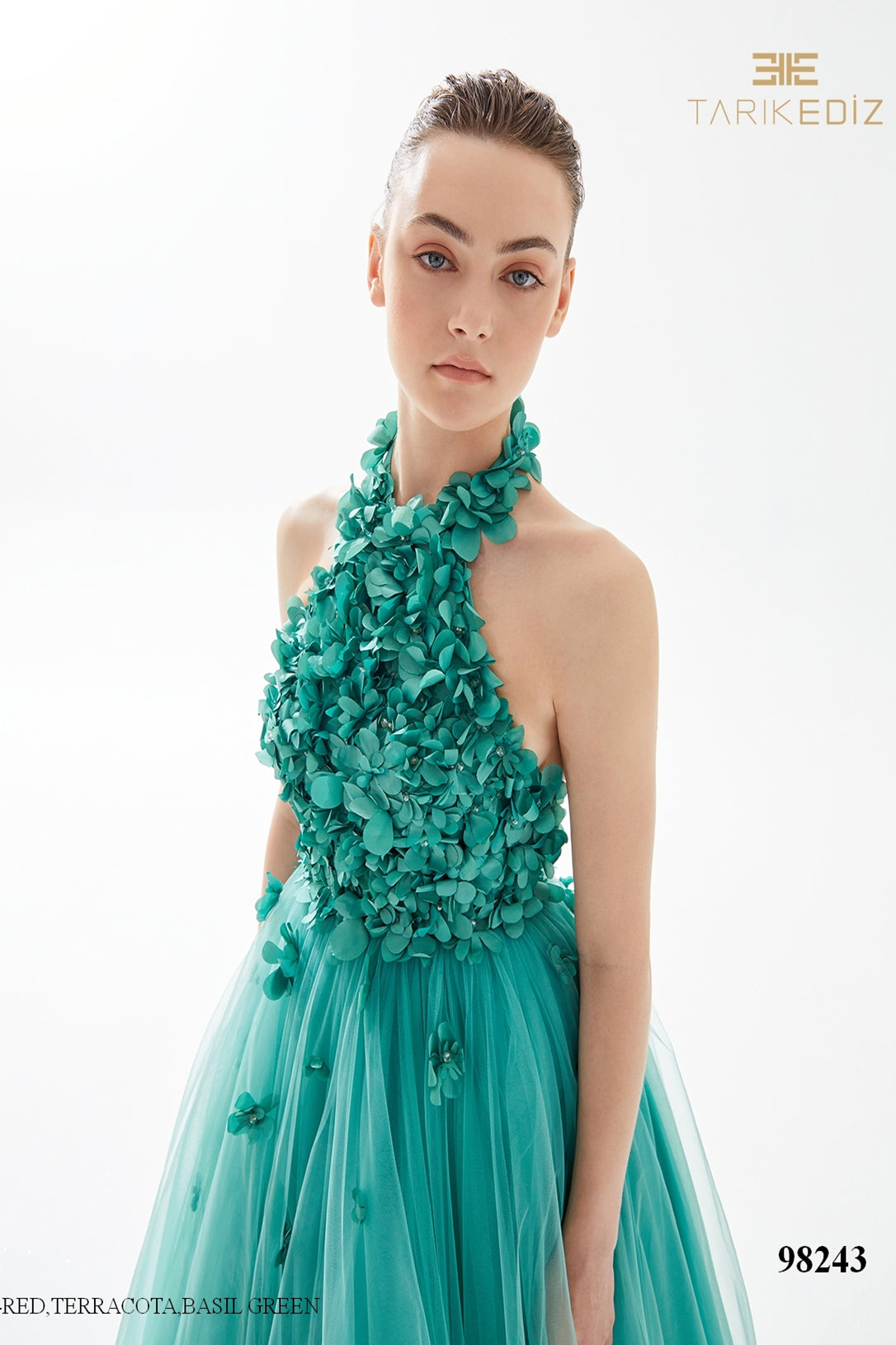 Tarik Ediz 98243 A-line Floral Gown - Sleeveless Halter