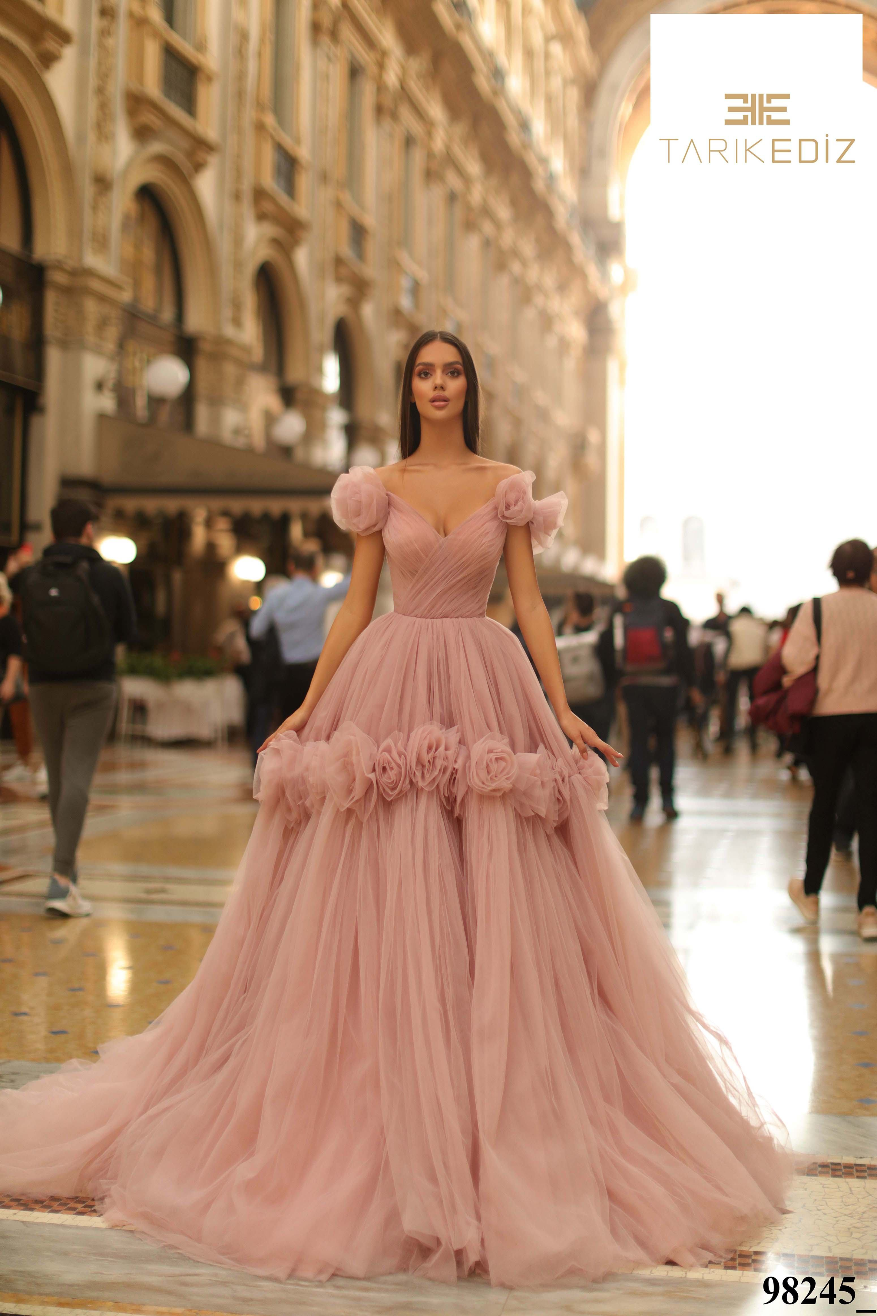 Tarik Ediz 98245: Captivating Off-Shoulder Gown – Mydressline