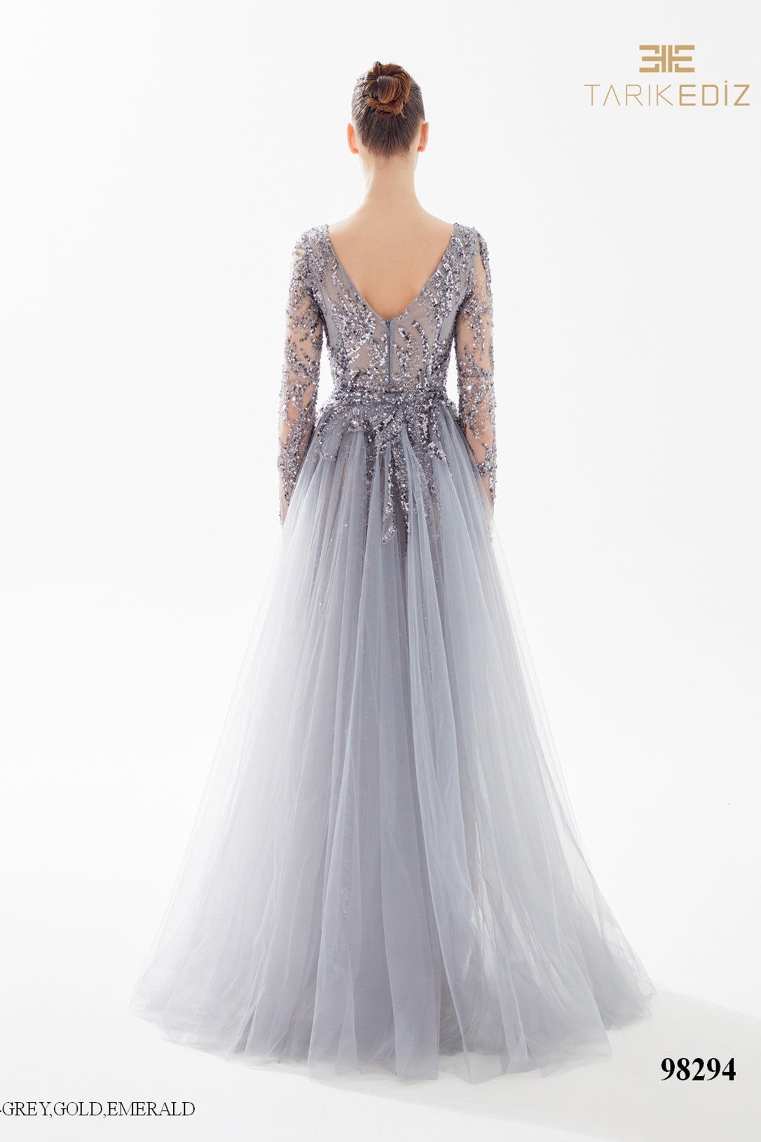 Tarik Ediz 98294 Evening Dress with Beadwork & Overskirt