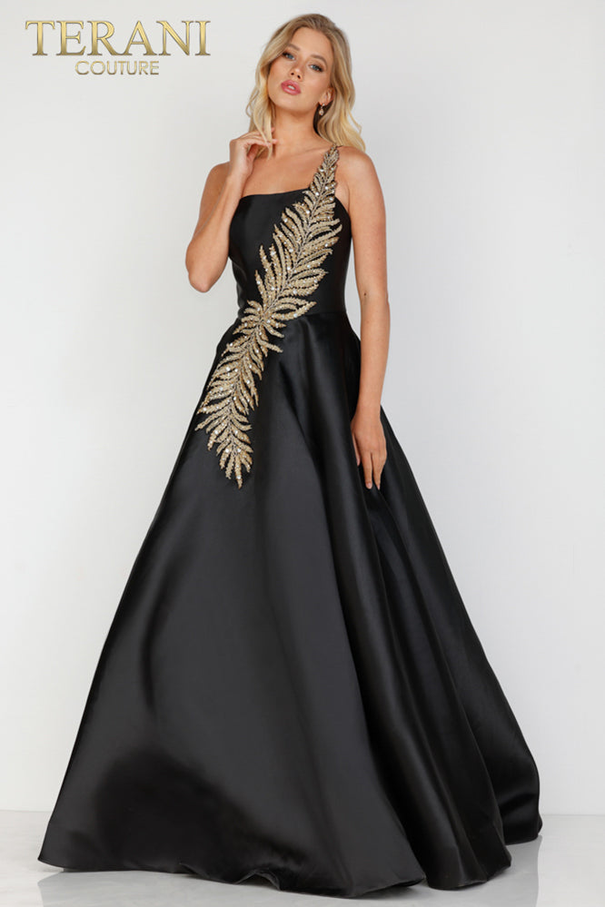 Terani couture black and on sale gold