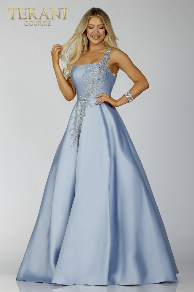 One-Shoulder A-Line Mikado Evening Gown by Terani – Mydressline
