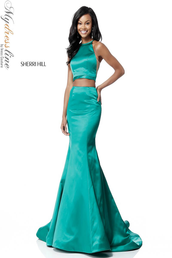 Sherri Hill 51585 Satin Two-Piece Prom Dress Mydressline Sherri Hill 51585 Satin Two-Piece Prom Dress Mydressline